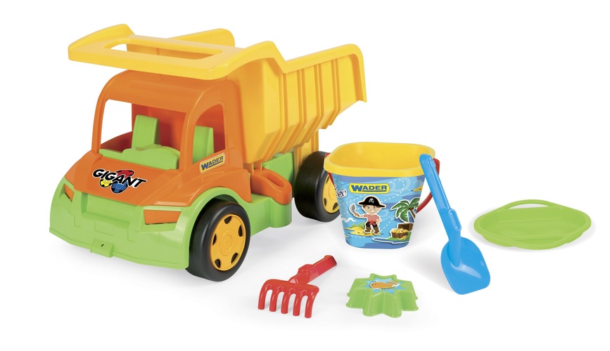 Машинки-іграшки Вантажівка Гігант з набором для піску 5 елементів, Wader