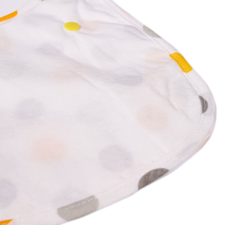 Слюнявчики Непромокаемый нагрудник с карманом ЭКО ПУПС Eco Cotton Premium 21х30 (серо-желтый горошек), ЭКО ПУПС