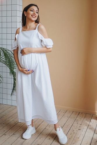 Платье для беременных и кормящих мам 2710724 белое, To be, Белый, 44