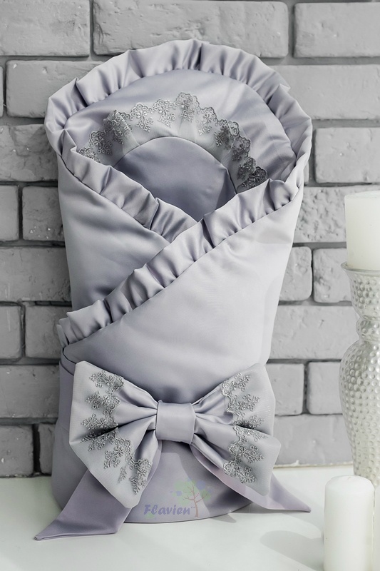 Конверт-одеяло для новорожденных всесезонный, серый, Flavien