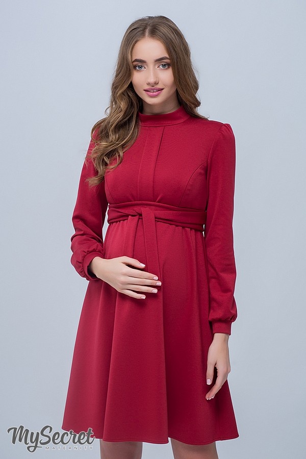 Классическое платье для беременных и кормящих REBECCA, кармин, Юла мама