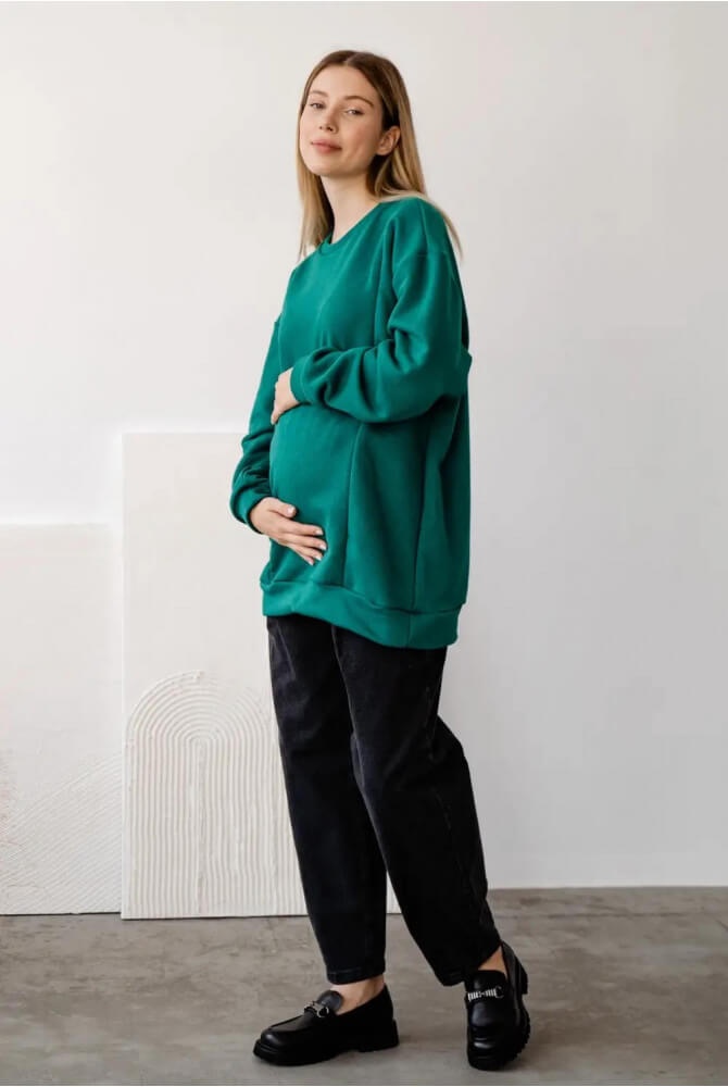 Свитшоты, худи Джемпер для беременных и кормящих мам 4355114 зеленый, To be