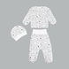 Ползунки Комплект для новорожденных 3 предмета (распашенка, ползунки, шапочка), бело-черный, ТМ Фламинго Фото №1