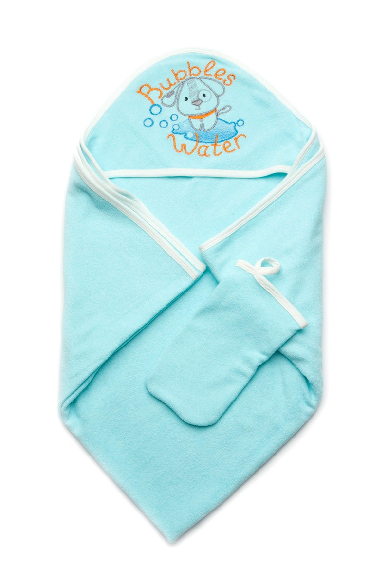 Полотенца Махровое полотенце для купания с капюшоном бирюзовое, Модный карапуз