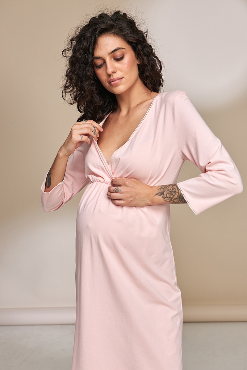 Ночнушки для годування Нічна сорочка для вагітних і годуючих Alisa, світло-рожевий, Юла Мама