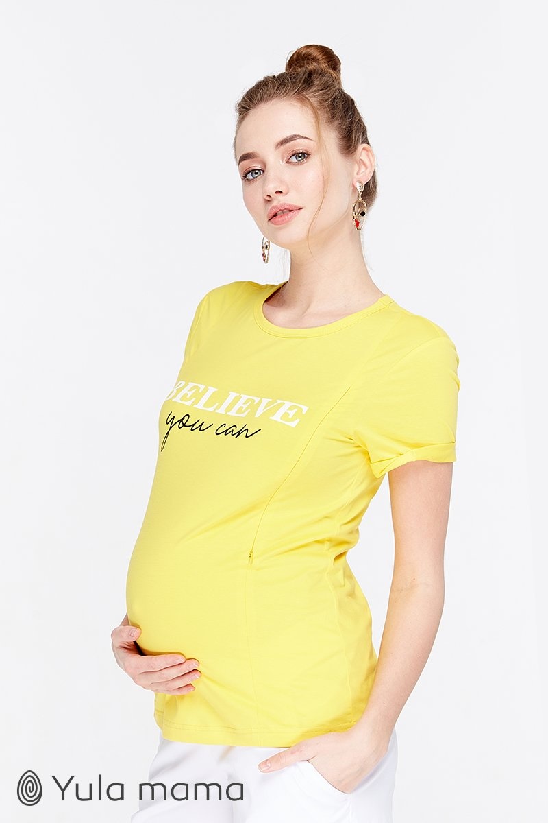 Трикотажная футболка для беременных и кормящих DONNA, желтый, Юла мама