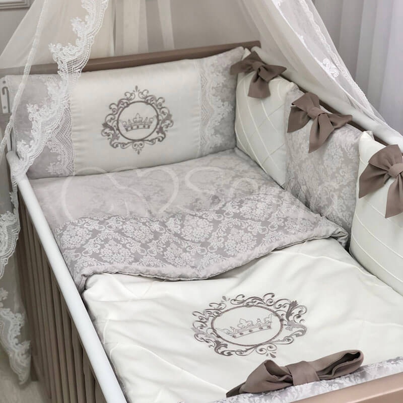 Постелька Комплект постельного белья в кроватку Elegance, 6 элементов, какао, Маленькая Соня