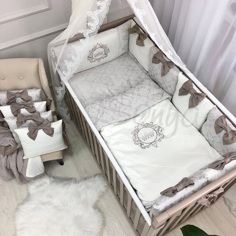 Постільна білизна Комплект постільної білизни в ліжечко Elegance, 6 елементів, какао, Маленька Соня