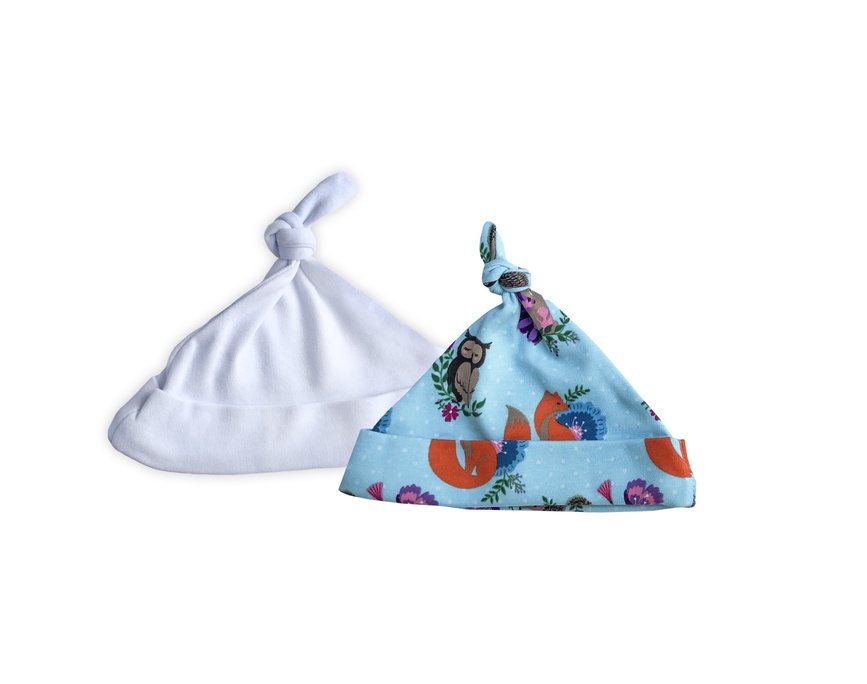 Чепчики, шапочки для новонародженних Набір шапочок для новонароджених 0-3 міс. Лисички, 2 шт, ТМ Мамин Дом