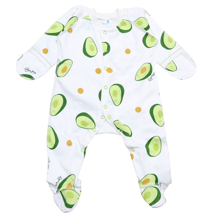 Человечки нательные Комбинезон для новорожденных Авокадоo Молочный Зеленый, Minikin
