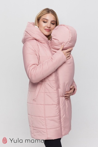 Зимнее слинго-пальто 3 в 1 для беременных с двумя вставками ABIGAIL, Юла мама, Пудра, XL