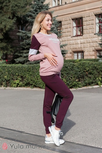 Спортивные костюмы Костюм для беременных и кормящих мам SHIELD, баклажан с пудрой и серым, Юла мама