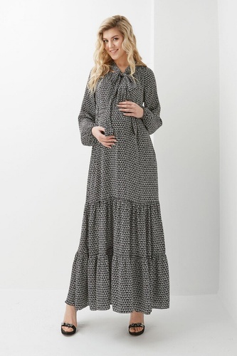 Платье макси для беременных и кормящих, черно-белое, ТМ Dianora