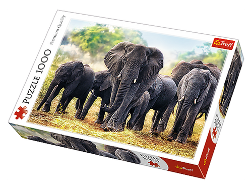 Пазлы, мозаика Пазлы - (1000 элм.) - "Африканские слоны" , Trefl