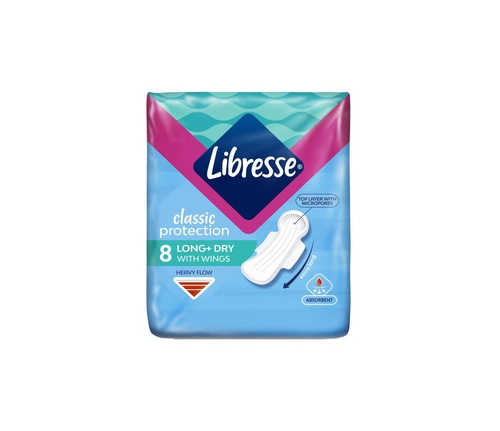 Гигиенические прокладки Гигиенические прокладки Libresse Classic Protection Long Dry Поверхность сеточка 8 шт, Libresse