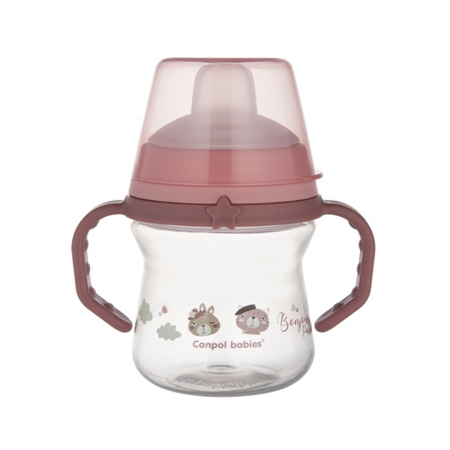 Посуд для дітей Кружка тренувальна з силіконовим носиком FirstCup 150 мл BONJOUR PARIS - рожева, Canpol babies