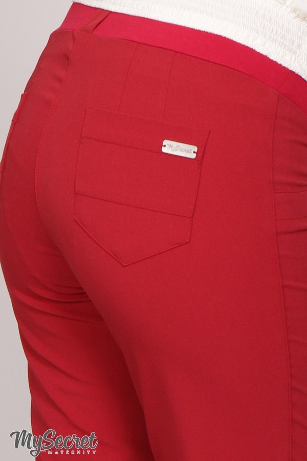 Брюки для беременных и кормящих мам Зауженные брюки из тонкой костюмной ткани AVA, паприка (темно-красный), Юла Мама