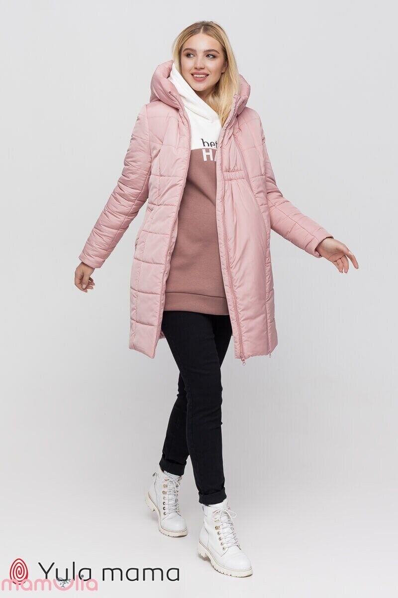 Зимнее слинго-пальто 3 в 1 для беременных с двумя вставками ABIGAIL, Юла мама, Пудра, XL