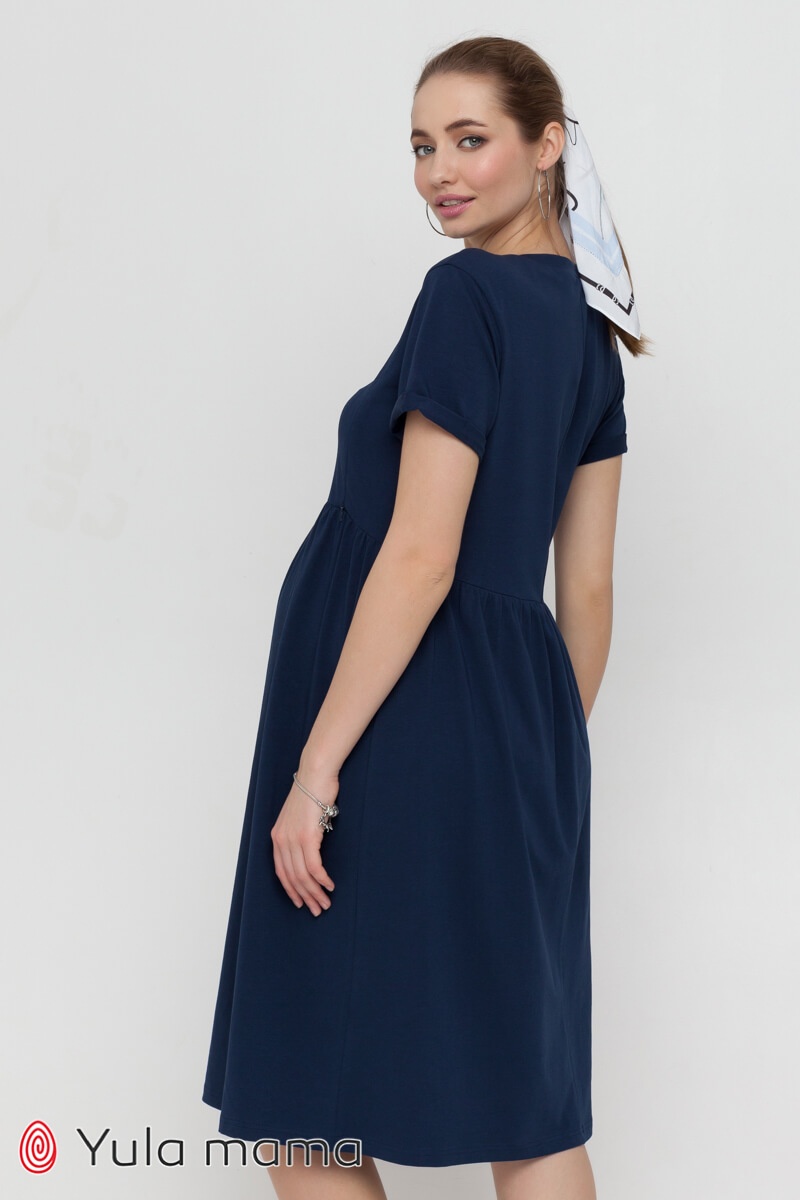 Платье-футболка для беременных и кормящих SOPHIE, синее, Юла Мама, Синий, S