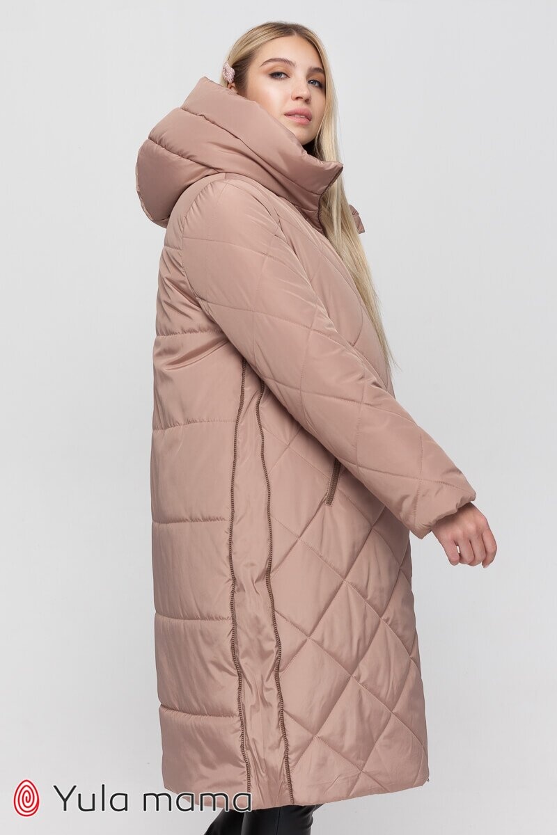 Зимове пальто для вагітних з бічним розширенням HELSINKI, бежевий, Юла мама