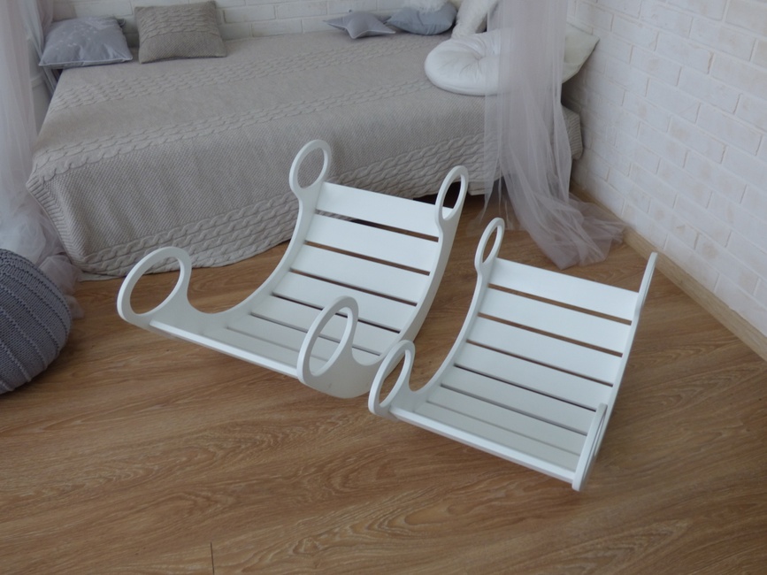 Шезлонги, крісла-качалки Універсальна розвиваюча качалка-ліжечко White Mini, з матрасиком (колір на вибір), Uka-Chaka