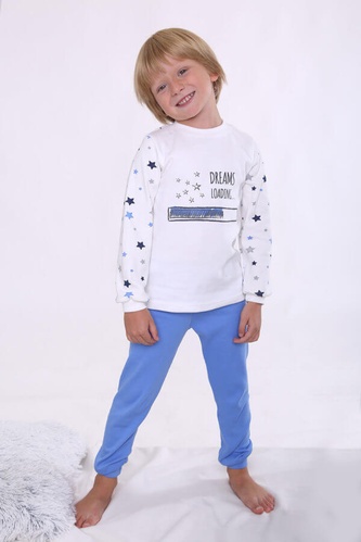 Пижама детская для мальчика Dreams Loading, Модный карапуз, Голубой, 122