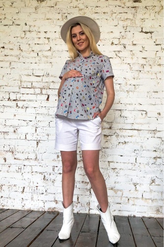 Блузы, рубашки Рубашка для беременных и кормящих мам цветной принт, ТМ Dianora