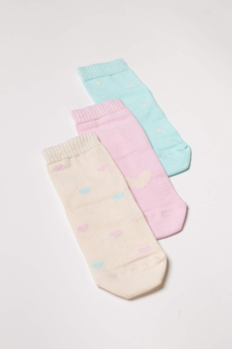 Носочки Носочки детские Сердца, набор 3 шт, розовый, молочный, мятный, Мамин Дом