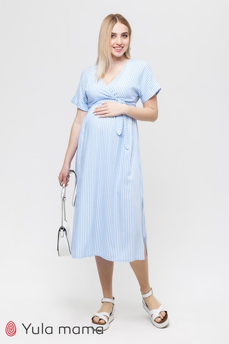 Платье для беременных и кормящих мам GRETTA голубая полоска, Юла мама, Голубой, S