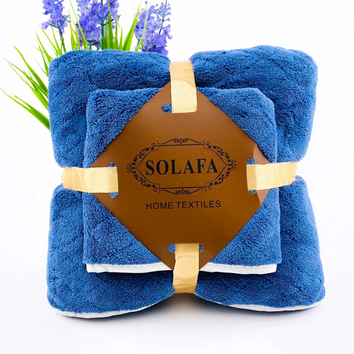 Полотенца Комплект полотенец (микрофибра) Solafa, синий, 2 шт, Home Textiles