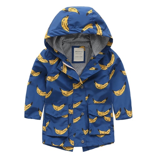 Куртки и пальто Куртка детская демисезонная удлененная Bananas, синяя, Meanbear