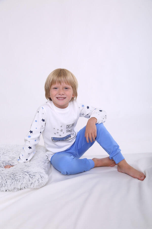 Пижама детская для мальчика Dreams Loading, Модный карапуз, Голубой, 128