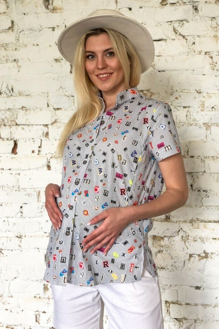 Блузи, сорочки Сорочка для вагітних та годуючих мам кольоровий принт, ТМ Dianora
