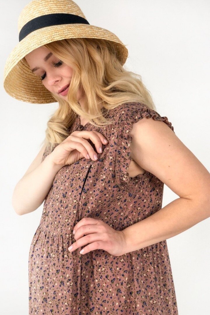 Платье миди для беременных и кормящих мам, коричневый, ТМ Dianora