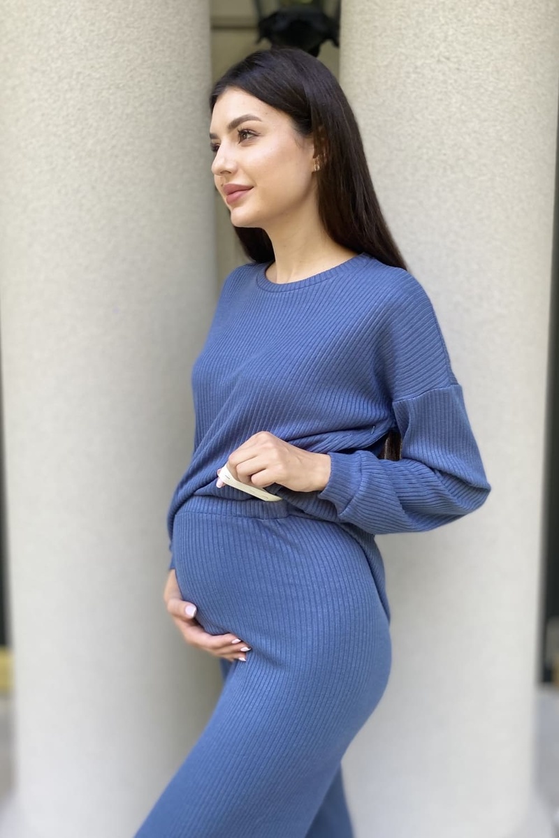 Блузи, сорочки Костюм для вагітних, синій , Dianora