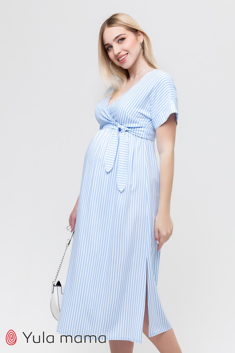 Сукня для вагітних і годуючих мам GRETTA блакитна смужка, Юла мама, Блакитний, S