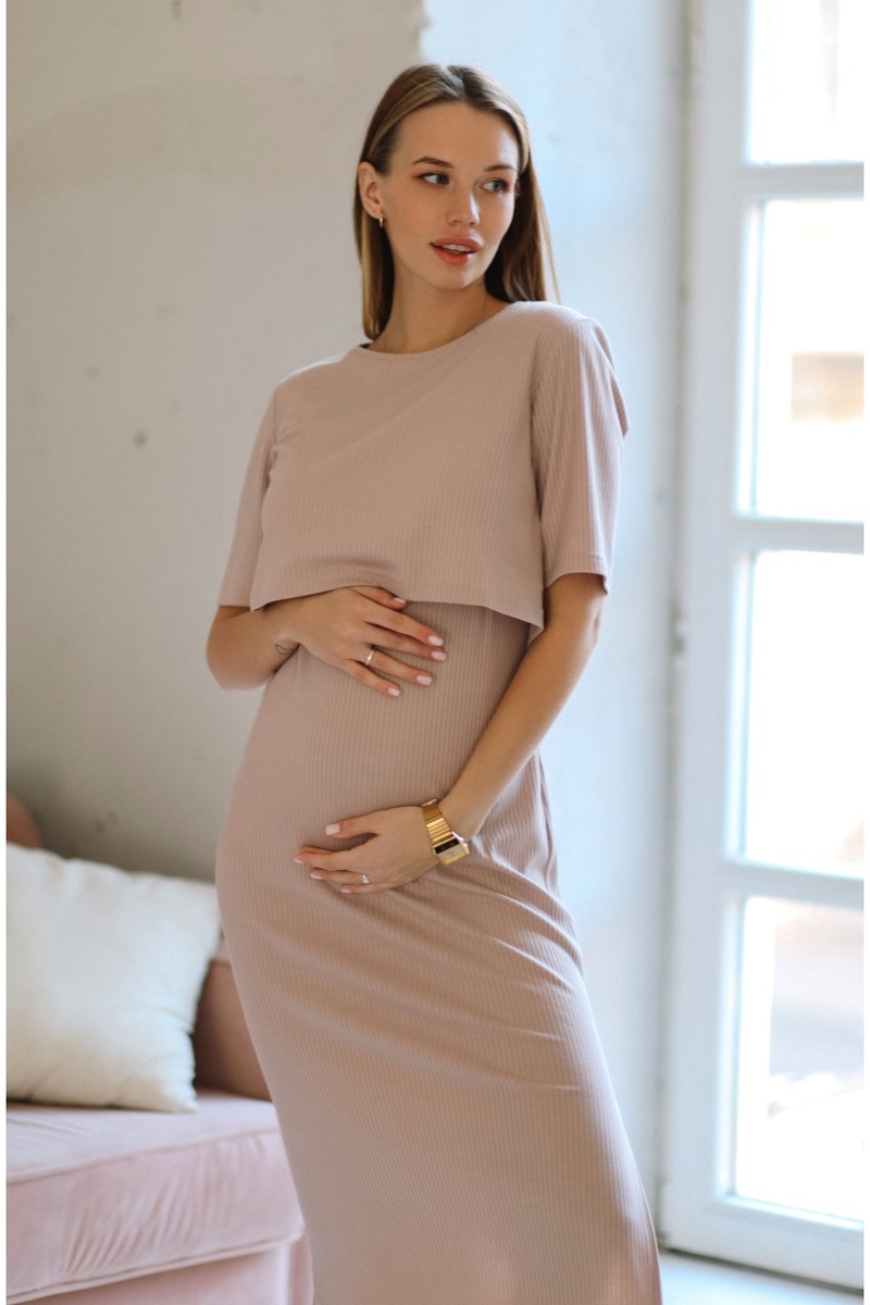 Платье для беременных и кормящих, беж, ТМ Dianora, Бежевий, S
