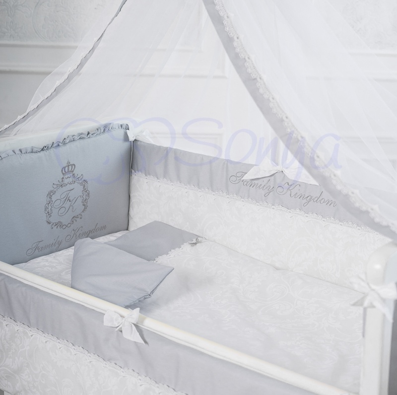 Постільна білизна Змінний комплект постільної білизни в ліжечко Family Kingdom, 3 елементи, сірий, Маленька Соня