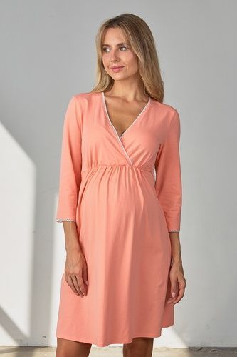 Ночнушки для кормления Ночная сорочка для беременных и кормящих ALISA, персик, Юла Мама