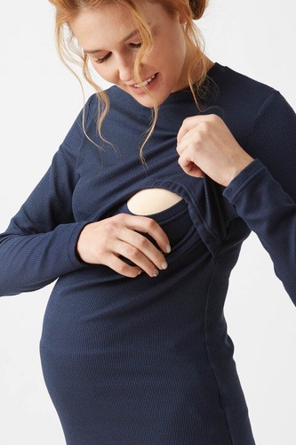 Лонгсливы Кофта для беременных и кормящих мам, синяя, ТМ Dianora