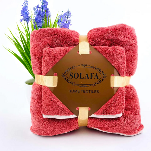 Полотенца Комплект полотенец (микрофибра) Solafa, красный, 2 шт, Home Textiles