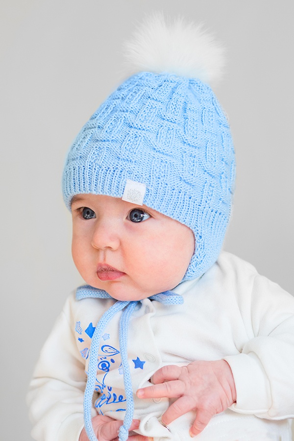 Шапки демисезонные Вязанная шапочка для новорожденного мальчика, Модный карапуз