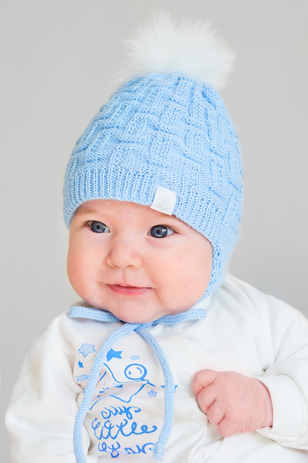 Шапки демісезонні В'язана шапочка для новонародженого хлопчика, Модний карапуз