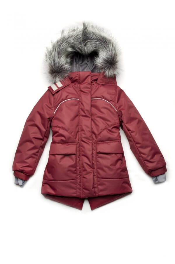 Куртки і пальта Куртка парка зимова дитяча, бордова, Модний карапуз