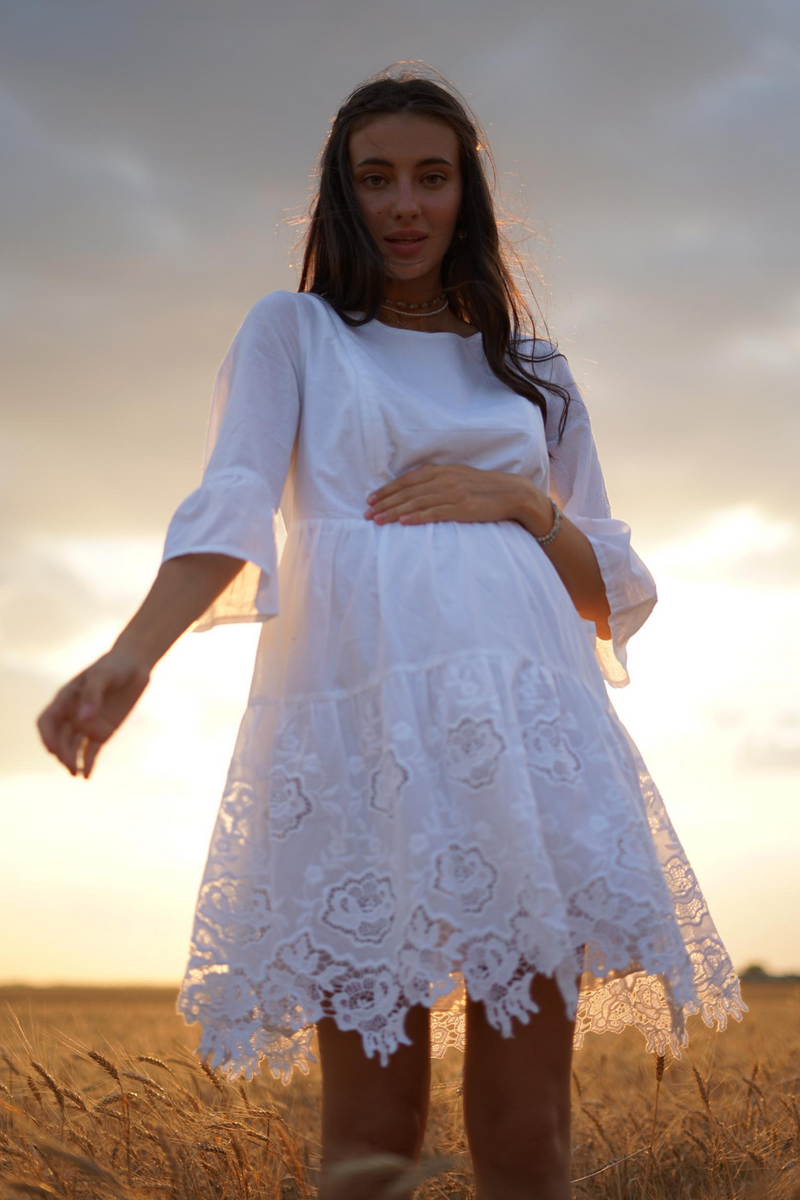 Платье для беременных и кормящих мам 4250722 белое, To be, Белый, 44