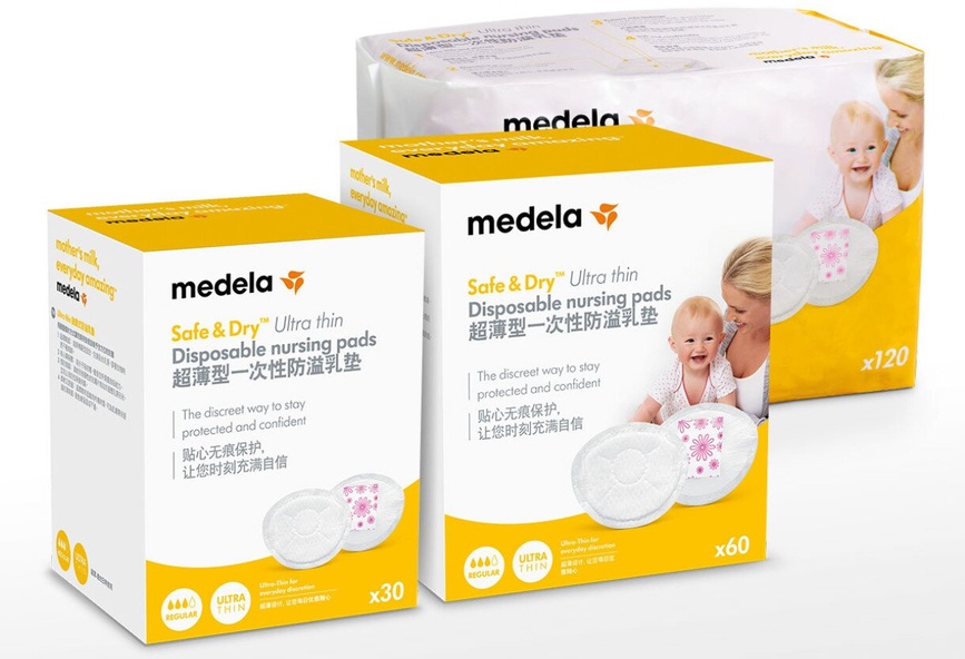 Лактаційні вкладиші Одноразові прокладки ультратонкі Disposable Nursing Pads Safe & Dry, 30шт, Medela