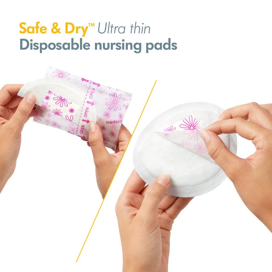 Лактационные вкладыши Одноразовые прокладки ультратонкие Disposable Nursing Pads Safe & Dry, 30шт, Medela
