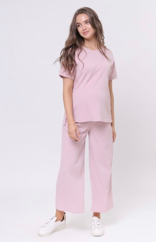 Спортивные костюмы Костюм в рубчик летний Nona для беременных и кормящих, розовый, Dizhimama