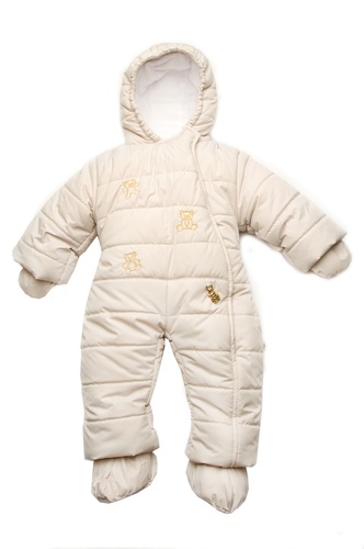 Детский зимний комбинезон для новорожденных бежевый, Модный карапуз