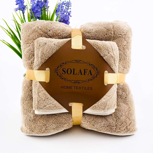 Полотенца Комплект полотенец (микрофибра) Solafa, бежевый, 2 шт, Home Textiles